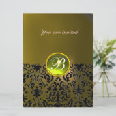 DAMASK EDELSTEEN INITIALEN  geel Kaart (Staand voorkant)