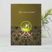 DAMASK EDELSTEEN INITIALEN geel Kaart (Staand voorkant)