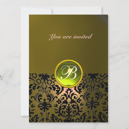 DAMASK EDELSTEEN INITIALEN geel Kaart (Voorkant)