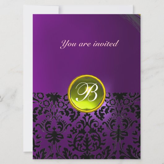 DAMASK EDELSTEEN INITIALEN  geel paars Kaart (Voorkant)