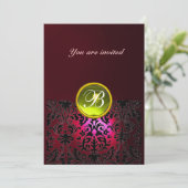 DAMASK EDELSTEEN INITIALEN geel robijn rood bordea Kaart (Staand voorkant)