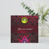 DAMASK EDELSTEEN INITIALEN geel rood bordeauxrood Kaart (Staand voorkant)