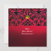DAMASK EDELSTEEN INITIALEN geel rood bordeauxrood Kaart (Achterkant)