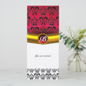DAMASK EDELSTEEN INITIALEN goud rood bordeauxrood Kaart (Staand voorkant)