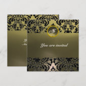 DAMASK EDELSTEEN INITIALEN grijs Kaart (Voorkant / Achterkant)