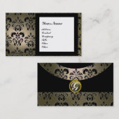 DAMASK EDELSTEEN INITIALEN grijs Visitekaartje (Voorkant / Achterkant)