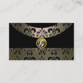 DAMASK EDELSTEEN INITIALEN grijs Visitekaartje (Achterkant)