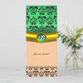 DAMASK EDELSTEEN INITIALEN groen Kaart (Staand voorkant)