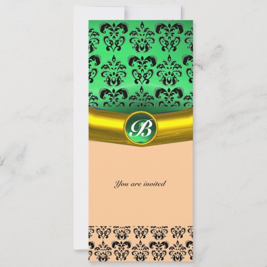 DAMASK EDELSTEEN INITIALEN groen Kaart (Voorkant)