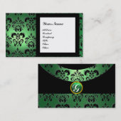 DAMASK EDELSTEEN INITIALEN groen Visitekaartje (Voorkant / Achterkant)