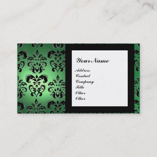 DAMASK EDELSTEEN INITIALEN groen Visitekaartje (Voorkant)
