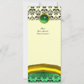 DAMASK EDELSTEEN INITIALEN groen wit geel zwart Kaart (Achterkant)