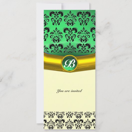 DAMASK EDELSTEEN INITIALEN groen wit geel zwart Kaart (Voorkant)