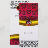 DAMASK EDELSTEEN INITIALEN ijsrood bordeauxrood Kaart (Voorkant / Achterkant)