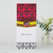 DAMASK EDELSTEEN INITIALEN ijsrood bordeauxrood Kaart (Staand voorkant)