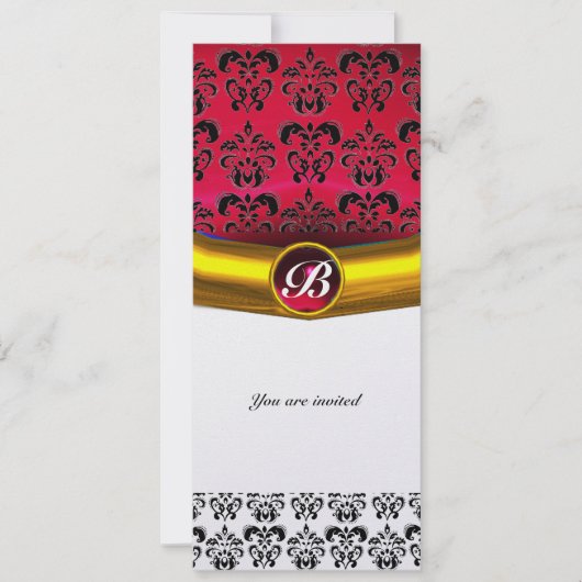DAMASK EDELSTEEN INITIALEN ijsrood bordeauxrood Kaart (Voorkant)