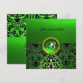 DAMASK EDELSTEEN INITIALEN jade groen Kaart (Voorkant / Achterkant)