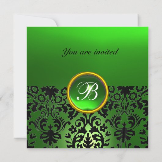 DAMASK EDELSTEEN INITIALEN jade groen Kaart (Voorkant)