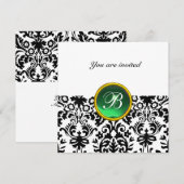 DAMASK EDELSTEEN INITIALEN jade groen wit Kaart (Voorkant / Achterkant)