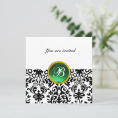 DAMASK EDELSTEEN INITIALEN jade groen wit Kaart (Staand voorkant)