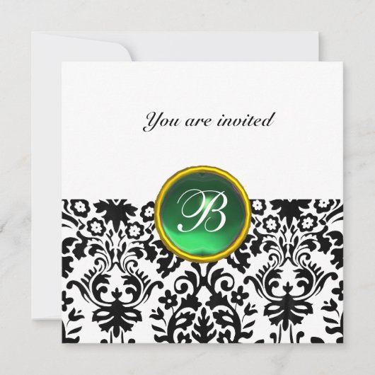 DAMASK EDELSTEEN INITIALEN jade groen wit Kaart (Voorkant)