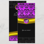 DAMASK EDELSTEEN INITIALEN paars violet Kaart (Voorkant / Achterkant)