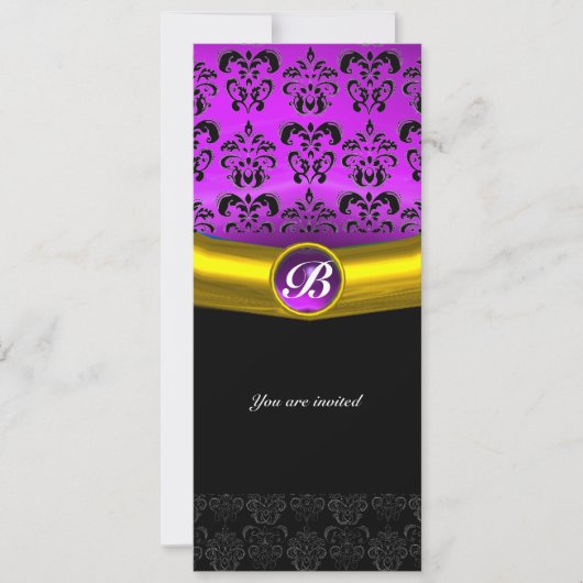 DAMASK EDELSTEEN INITIALEN paars violet Kaart (Voorkant)