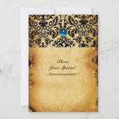 DAMASK EDELSTEEN INITIALEN perkament blauw Kaart (Achterkant)