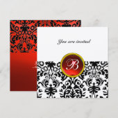 DAMASK EDELSTEEN INITIALEN robijn rood goud Kaart (Voorkant / Achterkant)