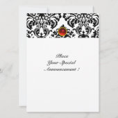 DAMASK EDELSTEEN INITIALEN robijn rood wit Kaart (Achterkant)