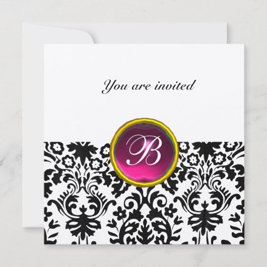 DAMASK EDELSTEEN INITIALEN robijn roze goud Kaart (Voorkant)
