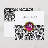 DAMASK EDELSTEEN INITIALEN robijn roze goud Kaart (Voorkant / Achterkant)