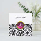 DAMASK EDELSTEEN INITIALEN robijn roze goud Kaart (Staand voorkant)