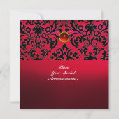 DAMASK EDELSTEEN INITIALEN robijnrood bordeauxrood Kaart (Achterkant)