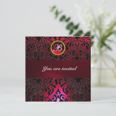 DAMASK EDELSTEEN INITIALEN robijnrood bordeauxrood Kaart (Staand voorkant)