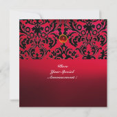 DAMASK EDELSTEEN INITIALEN robijnrood bordeauxrood Kaart (Achterkant)