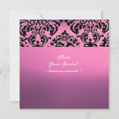 DAMASK EDELSTEEN INITIALEN roze paars Kaart (Achterkant)