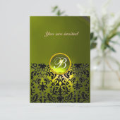 DAMASK EDELSTEEN INITIALEN topaas geel rsvp Kaart (Staand voorkant)