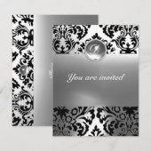 DAMASK EDELSTEEN INITIALEN white Kaart (Voorkant / Achterkant)