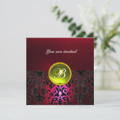 DAMASK EDELSTEEN INITIALEN yellow robijn rood bord Kaart (Staand voorkant)