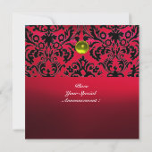 DAMASK EDELSTEEN INITIALEN yellow robijn rood bord Kaart (Achterkant)