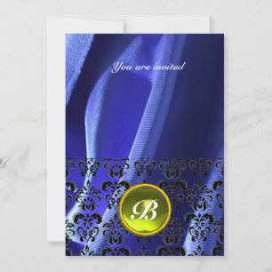 DAMASK EDELSTEEN INITIALEN zijde blauw Kaart
