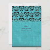 DAMASK EDELSTEEN INITIALEN zijde blauw zwart wit Kaart (Achterkant)