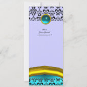 DAMASK EDELSTEEN MONOGRAAM ,blauwe turkoois Kaart (Achterkant)