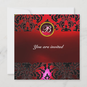 DAMASK EDELSTEEN MONOGRAAM burgundyrood Kaart