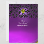 DAMASK EDELSTEEN MONOGRAAM geel paars Kaart (Achterkant)