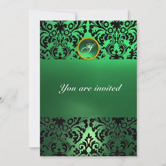 DAMASK EDELSTEEN MONOGRAAM groene jade Kaart (Voorkant)