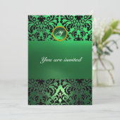 DAMASK EDELSTEEN MONOGRAAM groene jade Kaart (Staand voorkant)