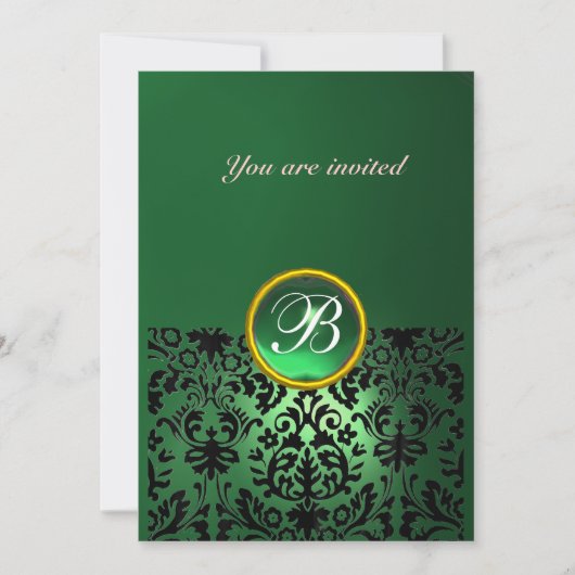 DAMASK EDELSTEEN MONOGRAAM jade groen Kaart (Voorkant)