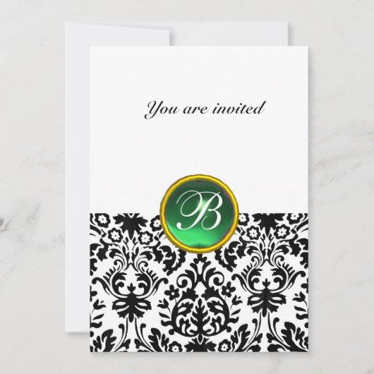 DAMASK EDELSTEEN MONOGRAAM jade groen Kaart (Voorkant)
